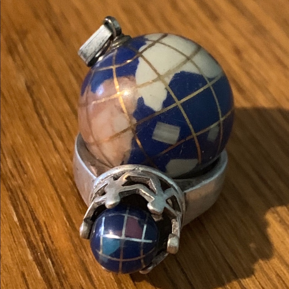 World ring and pendant 925 silver